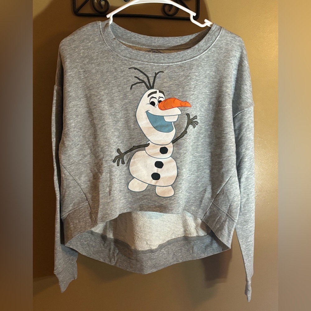 Disney Gray Olaf Crop Hi-Lo Sweatshirt NWOT